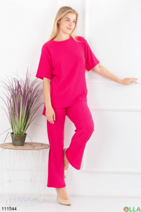 Women's raspberry t-shirt and trousers set