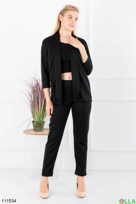Жіночий чорний комплект з піджака та брюк
