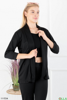 Женский черный комплект из пиджака и брюк