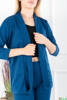 Женский синий комплект из пиджака и брюк