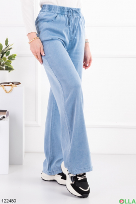 Жіночі блакитні брюки-палаццо