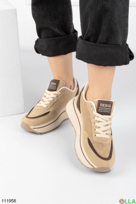Women's beige platform sneakers
