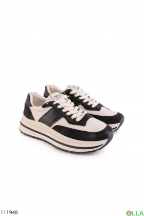 Women's black and white platform sneakers