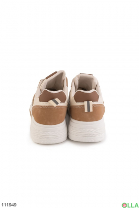 Women's white and beige platform sneakers
