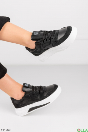 Women's black platform sneakers