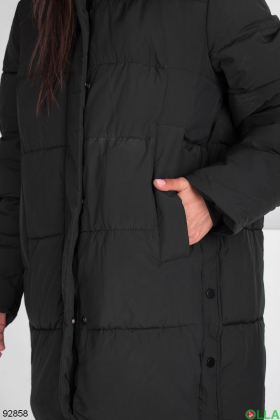 Жіноча чорна куртка з капюшоном