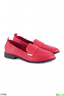 Жіночі червоні туфлі з перфорацією