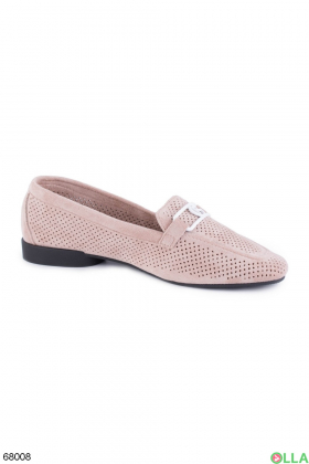 Women's beige shoes with perforations