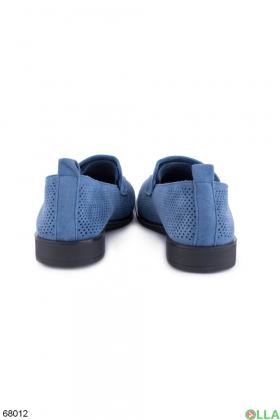 Женские синие туфли с перфорацией