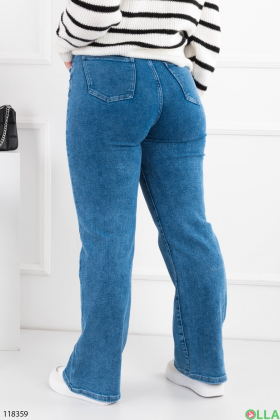 Женские синие джинсы-палаццо с ремнем