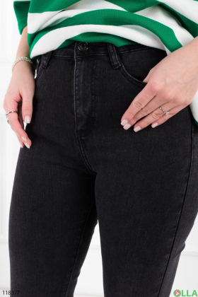 Женские черные джинсы-скинни