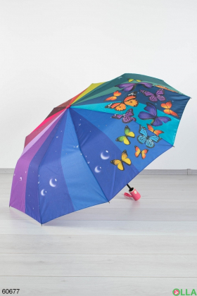 Женский зонт с цветами радуги