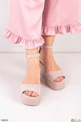 Women's light pink wedge sandals