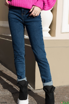 Женские синие джинсы-скинни 