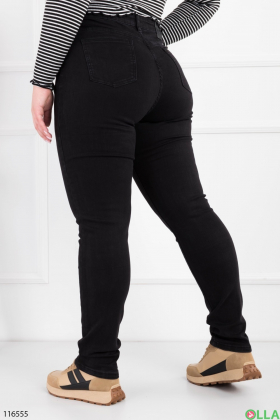 Жіночі чорні джинси-скінні батал