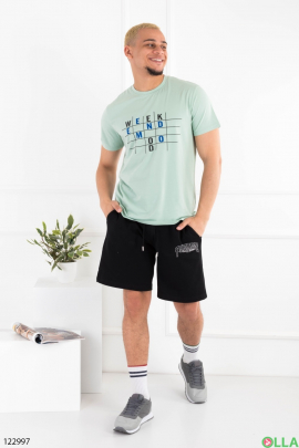 Men's turquoise batal T-shirt with print