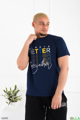 Men's navy blue batal T-shirt with print