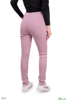 Женские розовые брюки с порезами