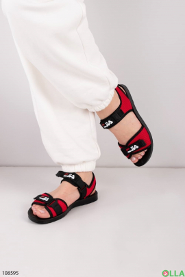 Women's black and red velcro sandals