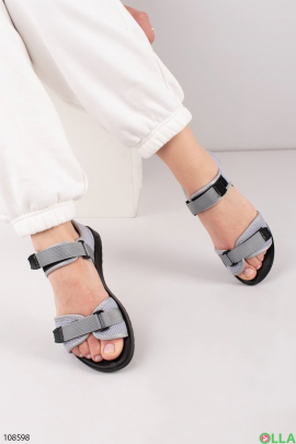 Velcro women's gray black sandals