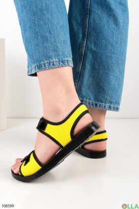 Women's black and yellow velcro sandals