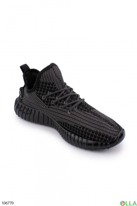 Men's black and gray textile sneakers