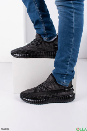 Чоловічі чорно-сірі кросівки з текстилю
