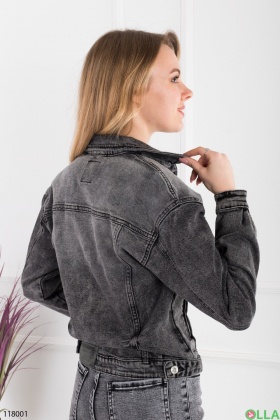 Женская темно-серая джинсовая куртка
