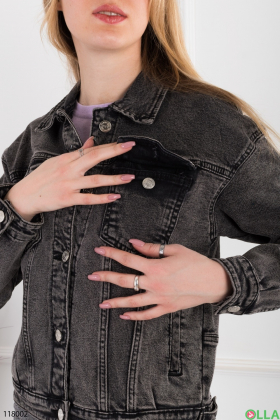 Жіноча темно-сіра джинсова куртка