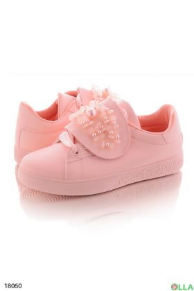 Women's pink sneakers with beads