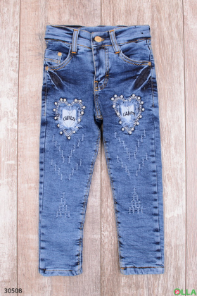 Синие джинсы с сердечками