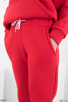 Женский красный спортивный костюм на флисе