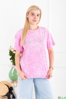 Женская розовая футболка оверсайз с надписью