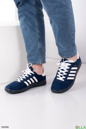 Мужские синие кроссовки на шнуровке
