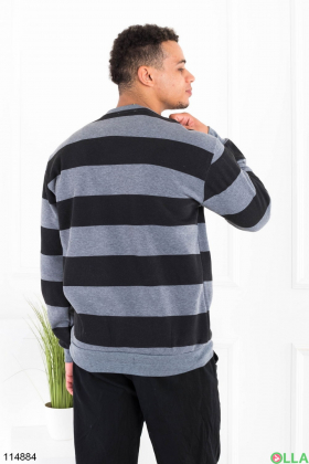 Men's striped fleece sweatshirt with lettering