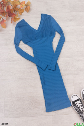 Women's blue knitted dress