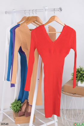 Women's red knitted dress