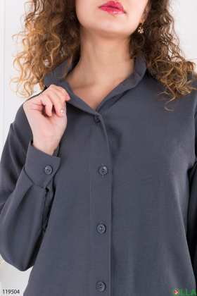 Жіночий темно-сірий комплект із сорочки та брюк