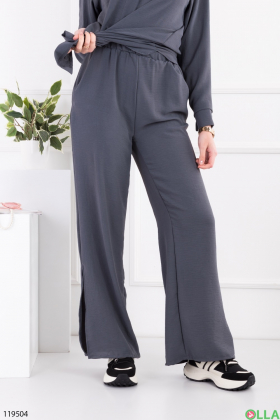 Жіночий темно-сірий комплект із сорочки та брюк