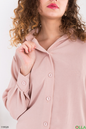 Жіночий світло-бежевий комплект із сорочки та брюк