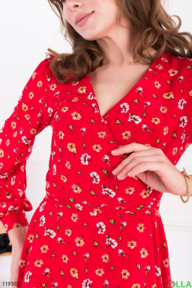 Women's red dress with print