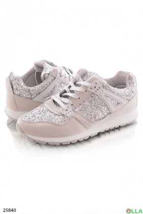 Stylish sneakers in silver color