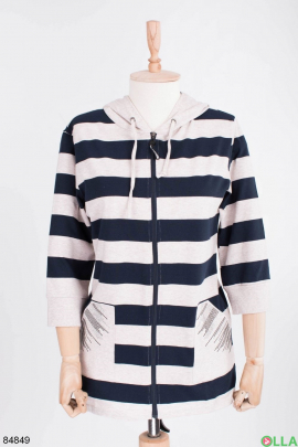 Women's striped zipper hoodie