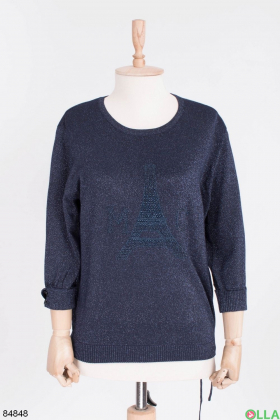 Женский темно-синий свитер с люрексом