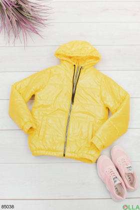 Women's yellow jacket with a hood