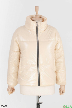 Women's light beige jacket without a hood