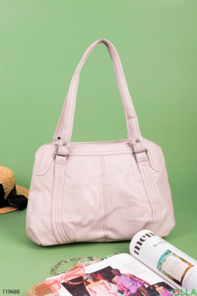 Women's light pink eco-leather bag