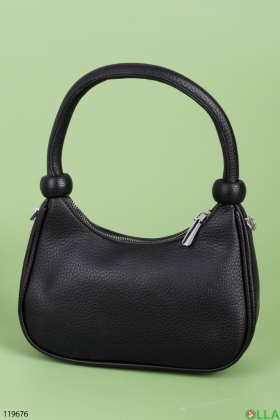 Жіноча чорна сумка з екошкіри