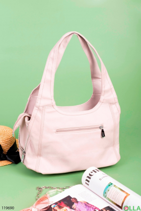 Женская светло-розовая сумка из экокожи