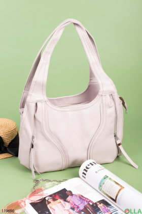 Women's light pink eco-leather bag